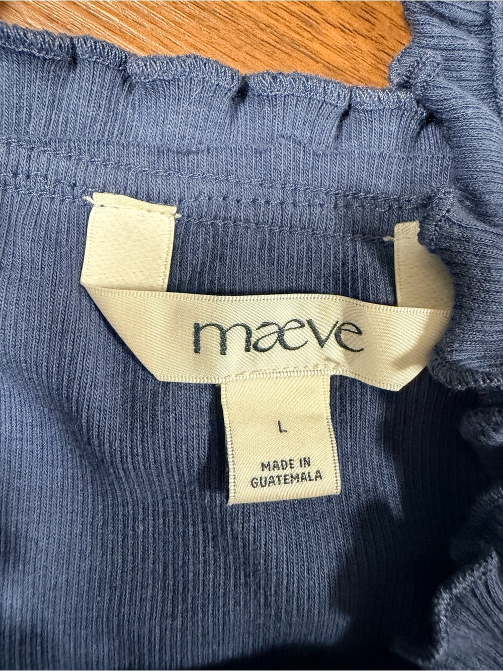 Maeve Slate Blue Ruffled Ribbed Tank - Picture 2 of 2